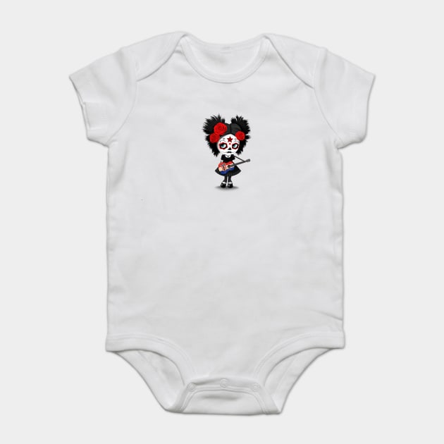 Sugar Skull Girl Playing Croatian Flag Guitar Baby Bodysuit by jeffbartels